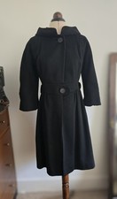 Vintage 1950s Beautiful Black Wool HARRODS Coat. UK 10-12