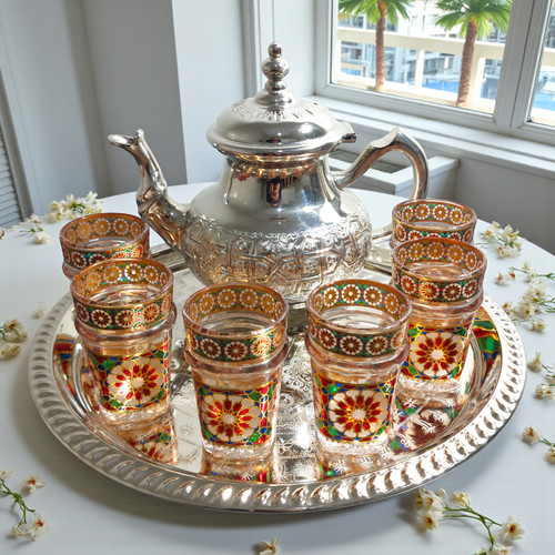 Moroccan handmade silver tea - moroccan,