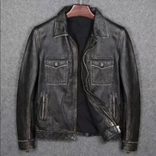 Men Leather Jacket Distressed