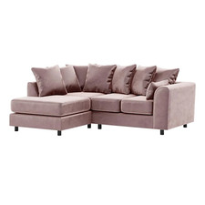 Brooklyn Pink Corner Sofa 3&2 Seater Plush Velvet Fabric Left Right Foam Modern