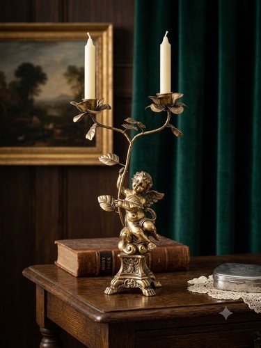 Vintage gilt cherub candelabra - vintage,