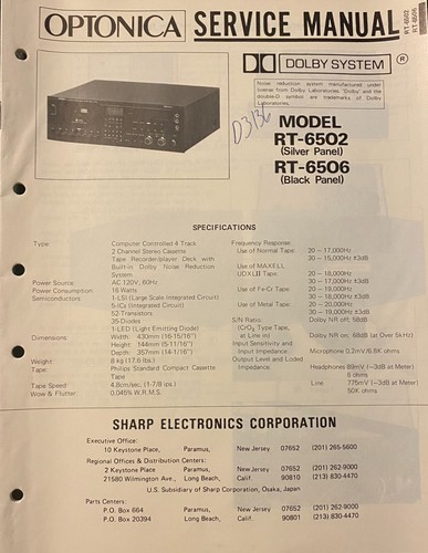 Sharp optonica model 6502 - sharp,