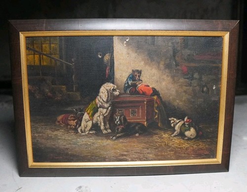 Antique french oil painting - antique,