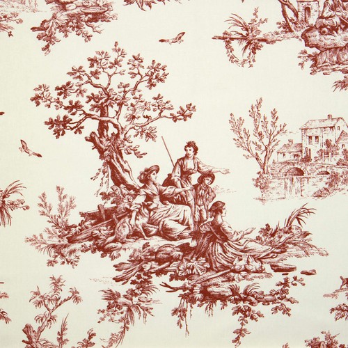 Bouvier red toile fabric - red, by