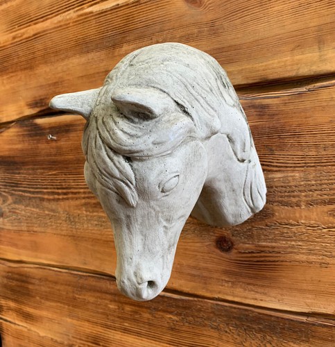 Stone garden horse head - horse, wall