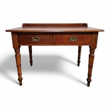 Antique Victorian Walnut desk - large writing table - console table 2 drawers