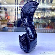 254G  Natural black agate quartz crystal products, hand carved with spiritual en