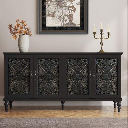 Vintage floral sideboard - vintage,