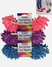 LAZY MOP SLIPPERS PAIR FLOOR POLISH CLEANING ONE SIZE SUPER ABSORBENT WASHABLE
