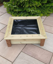 Handmade Raised Wooden Square Garden Pond - 89x89x31cm