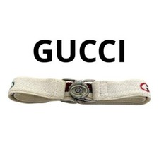 GUCCI Authentic Vintage Cotton Belt White Red Green Made in Italy Waist 87cm