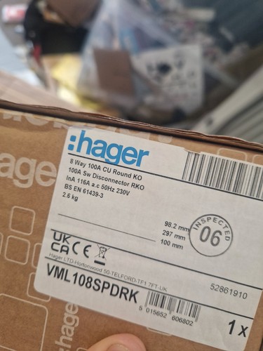 Hager 8way consumer unit with - 8way,