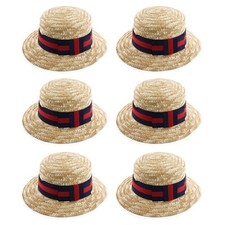 6 X DELUXE STRAW BOATER HAT