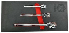 Britool Hallmark 3 Pce 1/4" 3/8" 1/2" Drive Ratchet Set 72T Quick Release
