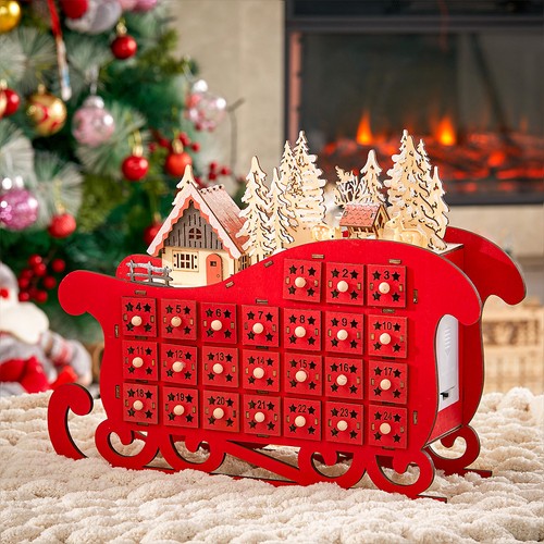 Red wooden christmas advent - wooden,
