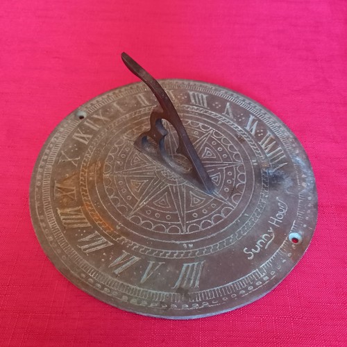 Vintage brass sun dial - brass,