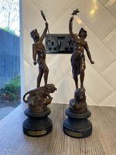 Vintage Pair of French Spelter Figures Lê Pouvoir and La Force