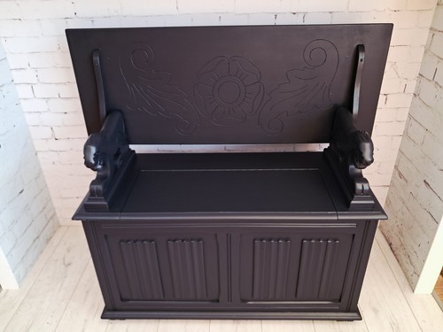 Antique monks hall bench - monks, |