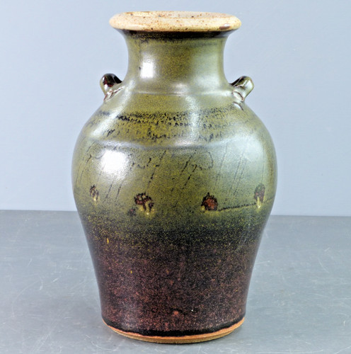 Studio pottery vase - vase, green