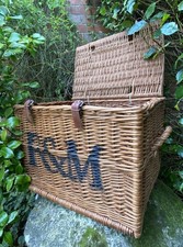 Vintage Huge XL Fortnum & Mason F&M Wicker Christmas Hamper Storage Chest Basket