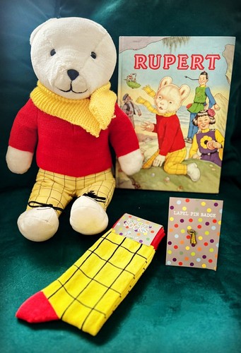 Rupert bear scarf lapel - lapel, pin