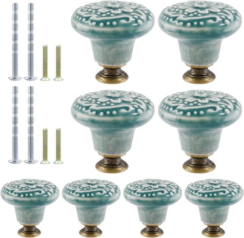8pcs green ceramic knobs - 8pcs,