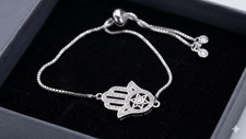Hamsa Hand Bracelet Silver