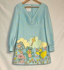 SS22 MOSCHINO Couture Jeremy Scott Child's Fantasy Blue Long Sleeve Bear Dress