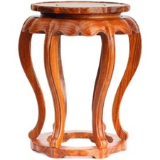 7.75" Chinese Wood Round Rack Fishbowl Bonsai Vase Flower Plant Display Stand