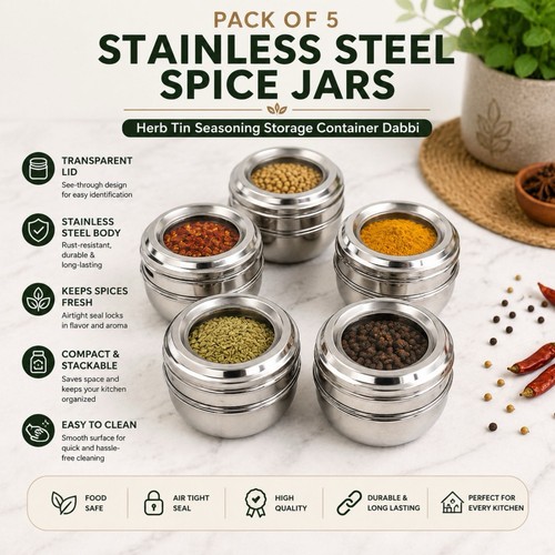 Pack spice jars stainless - spice,