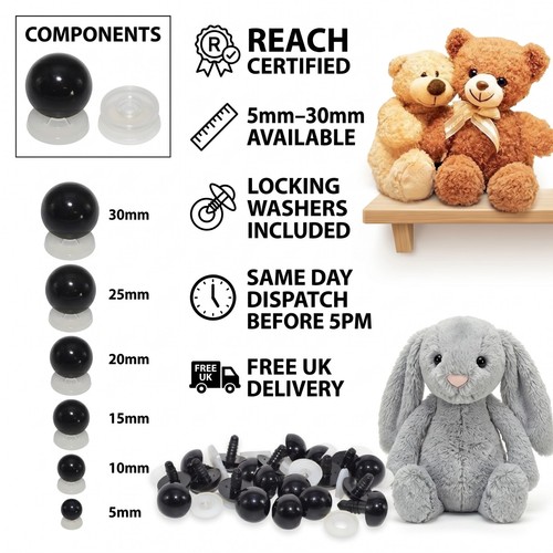 Black safety eyes for crochet - for,