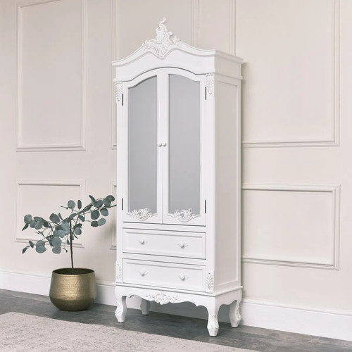 Antique white ornate - , mirror