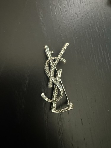 Ysl silver tone brooch - ysl,