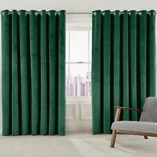 Double Sided Velvet Curtains PAIR Eyelet Ring Top Fully Lined Blackout Curtains