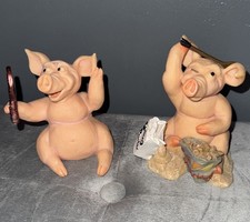 A Pair of Vintage Pigging Gorgeous Ornaments by The Leonardo Collection