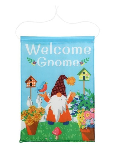 Gnomes welcome garden flag - welcome,