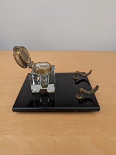 Antique desk inkwell and - desk,