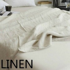 100% Pure Linen Bed Sheet Cover Bedsheet French Flax Organic Natural Plain