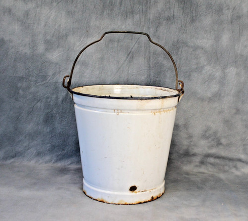 Large vintage enamel bucket - large,