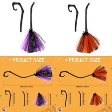 Halloween Witch Broom Prop – Plastic  Broomstick Costume Accessory Orange Purple