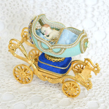 Goose Egg Musical Baby Carriage Ornament – Plays ‘Go To Sleep’ – Delicate