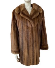 Vintage 1940s Real CARAMEL Mink Fur Coat Jacket DEMI-BUFF Fully Stranded M 12/14