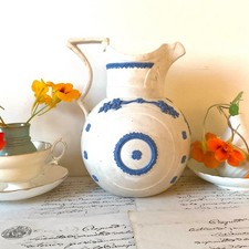 Victorian Parian Ware Jug Blue