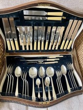 Vintage EPNS & Faux Bone Canteen of Cutlery 63 Pieces for 6 by KWS