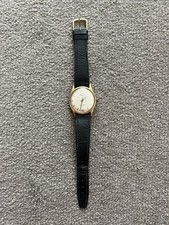 MuDu Jewels Doublematic Vintage Gold Swiss Wristwatch With Black Strap