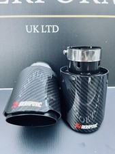 2 GLOSS BLACK CARBON FIBRE AKRAPOVIC EXHAUST TIPS 4” BMW F20 F21 M135i M140i