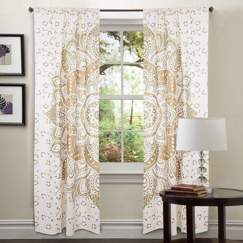 Indian mandala curtains boho - curtains,