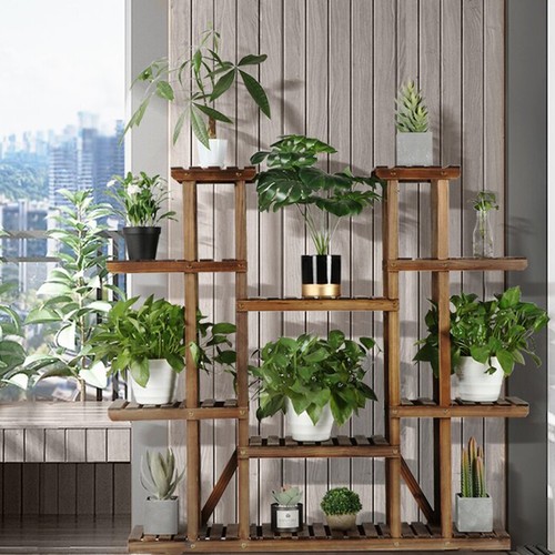 Wooden multi tiered plant - wooden, multi-tiered