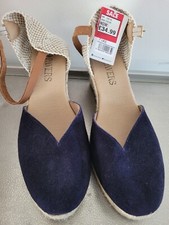 New Pavers Size 7 Navy Hessian Suede Sandals RRP £60
