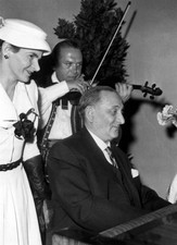 The Hungarian operetta composer Paul Abraham plays on the Bluthner- Old Photo